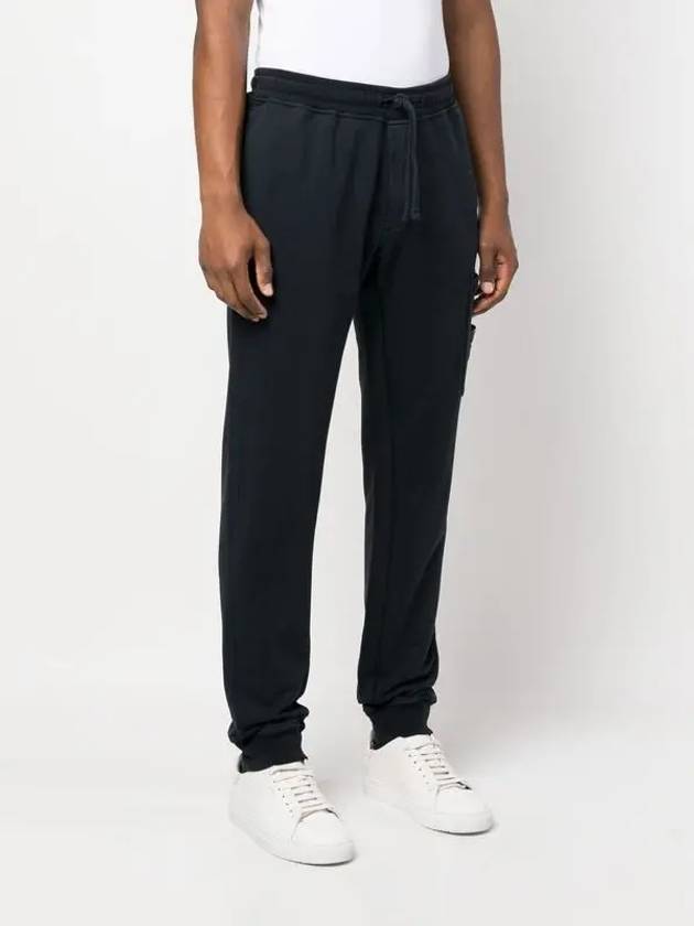 Men's Wappen Patch Cotton Fleece Track Pants Navy - STONE ISLAND - BALAAN 3