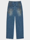 Hand painted straight denim pants painting blue - NOIRER - BALAAN 4