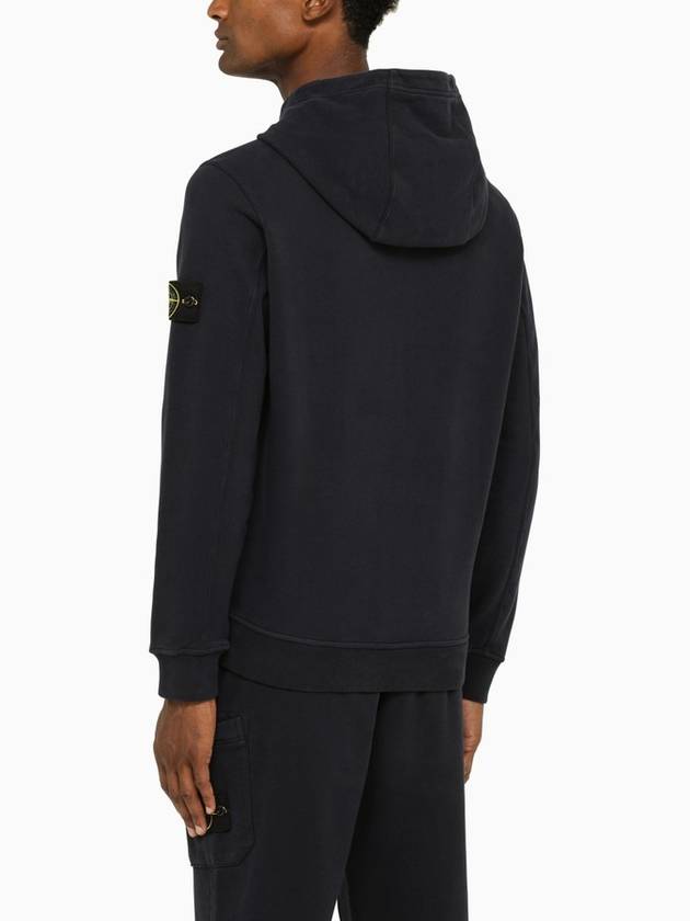 Snap Brushed Cotton Fleece Hoodie Navy - STONE ISLAND - BALAAN 4