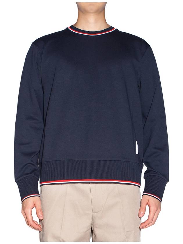 Logo Tab RWB Stripe Trimming Knit Top Navy - THOM BROWNE - BALAAN 4