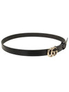 GG Marmont Thin Leather Belt Black - GUCCI - BALAAN 3