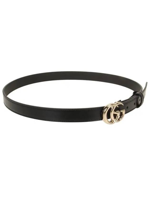 GG Marmont Thin Leather Belt Black - GUCCI - BALAAN 3