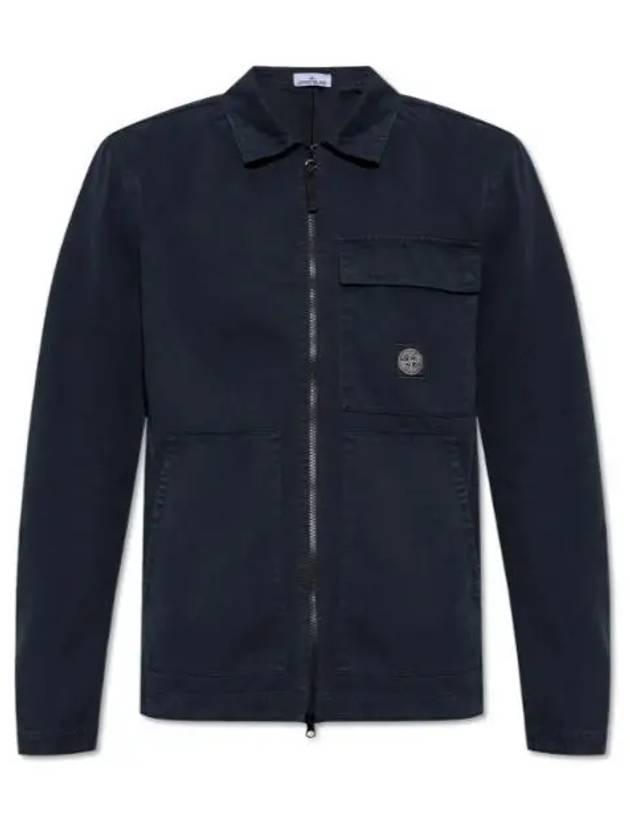 Compass Motif Shirt Jacket Navy - STONE ISLAND - BALAAN 2