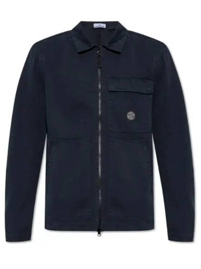 Compass Motif Shirt Jacket Navy - STONE ISLAND - BALAAN 2