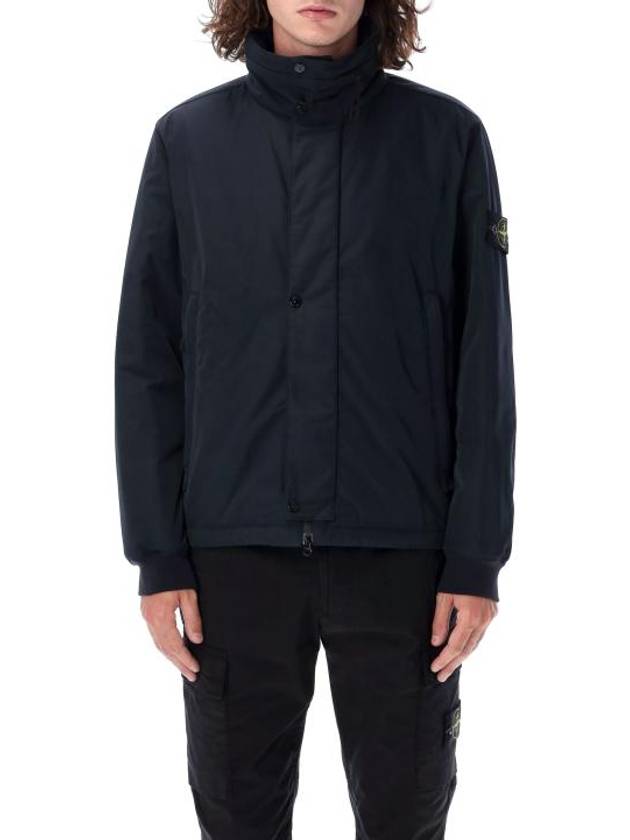 Logo Micro Twill  Zip Up Jacket Navy - STONE ISLAND - BALAAN 2