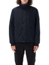 Logo Micro Twill  Zip Up Jacket Navy - STONE ISLAND - BALAAN 1