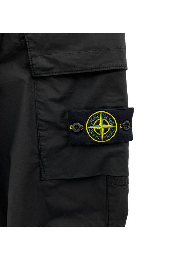 Stretch Cotton Tela Paracadute Cargo Straight Pants Black - STONE ISLAND - BALAAN 4