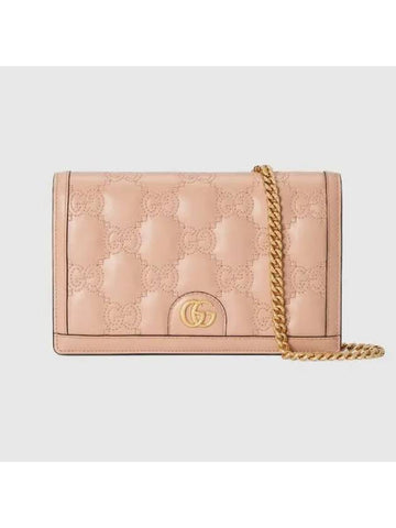 GG Matelassé Chain Long Wallet Rose Beige - GUCCI - BALAAN 1