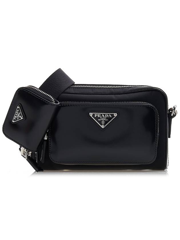 Re-Nylon Brushed Leather Shoulder Bag Black - PRADA - BALAAN 2