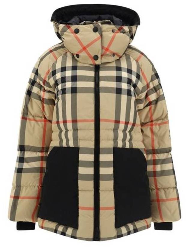 Women's Detachable Check Hooded Padding Archive Beige - BURBERRY - BALAAN 2