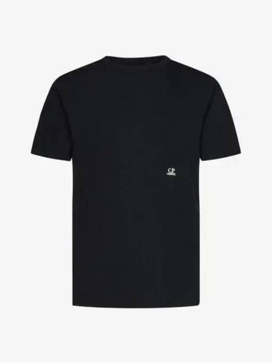 Small Logo Pocket Cotton Short Sleeve T-Shirt Black - CP COMPANY - BALAAN 2