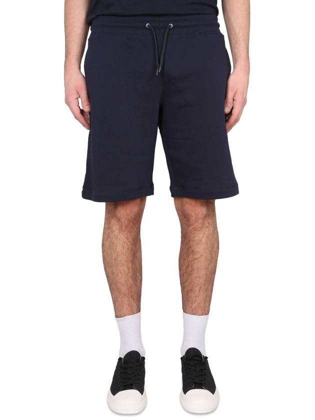 Zebra Logo Cotton Sweat Shorts Navy - PAUL SMITH - BALAAN 2