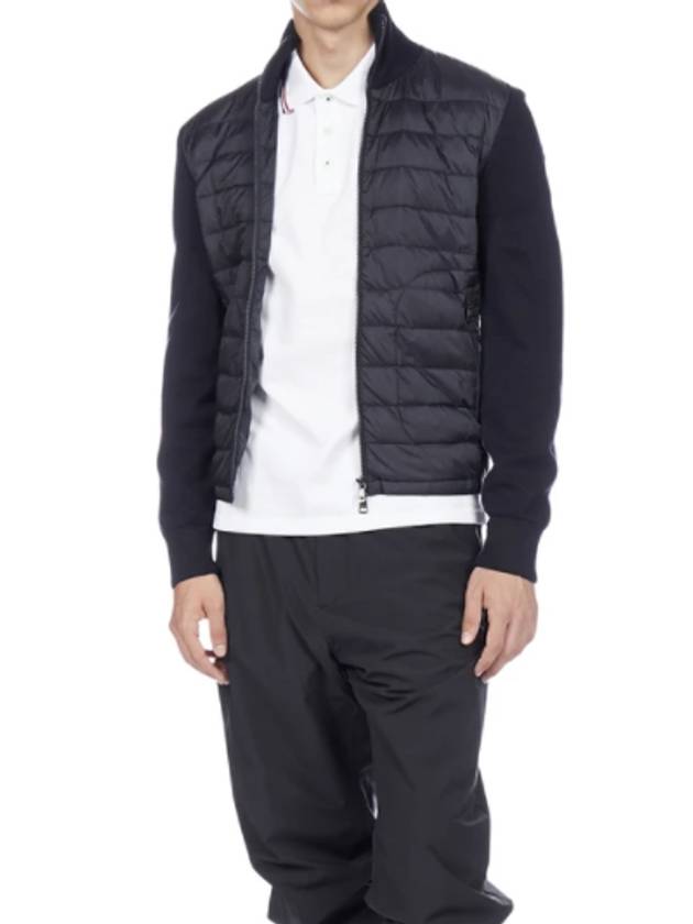 Padded wool cardigan navy blue - MONCLER - BALAAN 6