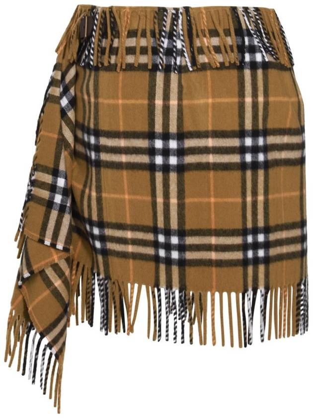 Check Wool Cashmere A-Line Skirt Oxide - BURBERRY - BALAAN 3