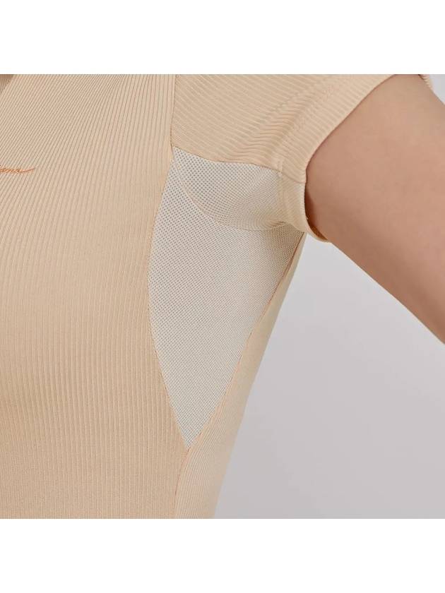 Golf Wear See-through Neckline Short Sleeve T-Shirt Apricot - J JANE - BALAAN 6