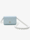 Gold WOC Pearl Strap Mini Bag Light Blue - CHANEL - BALAAN.