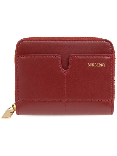 Snip Embossed Logo Zip Around Half Wallet Ruby - BURBERRY - BALAAN 2