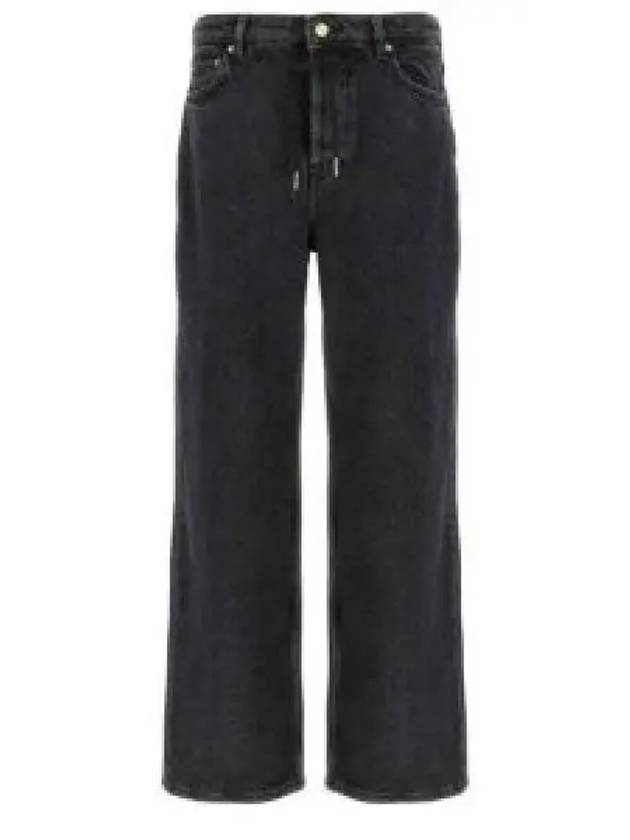 Drawstring Straight Jeans Black - GANNI - BALAAN 2