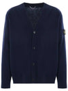 Wappen Patch V-Neck Cardigan Navy - STONE ISLAND - BALAAN 2