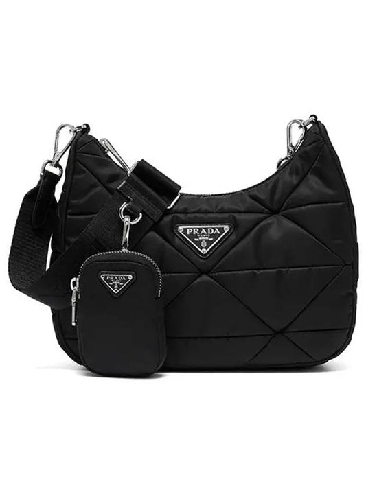 Triangle Logo Re-nylon Paddde Hobo Cross Bag Black - PRADA - BALAAN 2