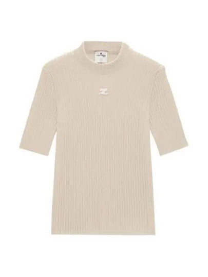 Reedition Knit Short Sleeve Turtle Neck Sand - COURREGES - BALAAN 2