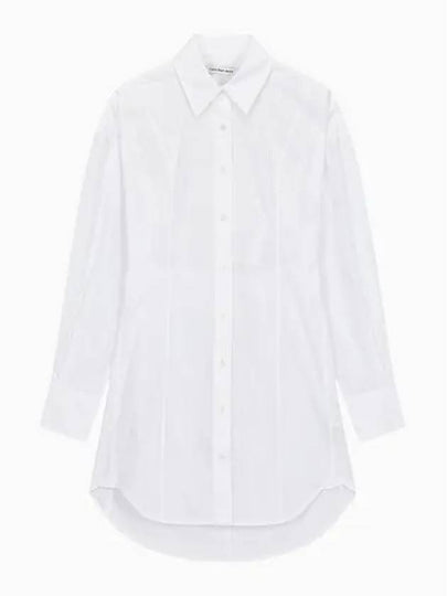 Jeans Long Sleeve Shirt Short Dress White - CALVIN KLEIN - BALAAN 2