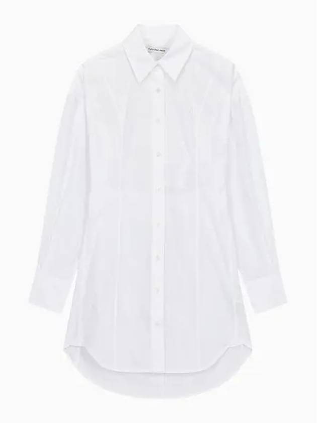 Jeans Long Sleeve Shirt Short Dress White - CALVIN KLEIN - BALAAN 2