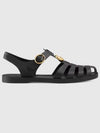 Gold Buckle Strap Rubber Sandals Black - GUCCI - BALAAN 2