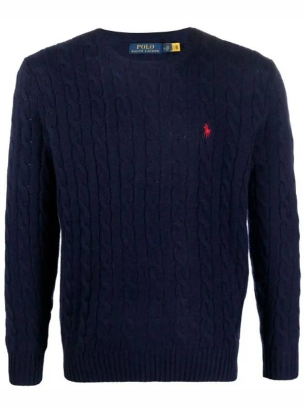 Embroid Logo Cable Knit Top Navy - POLO RALPH LAUREN - BALAAN 2