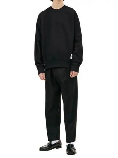 Logo Patch Crew Neck Cotton Sweatshirt Black - JIL SANDER - BALAAN 2