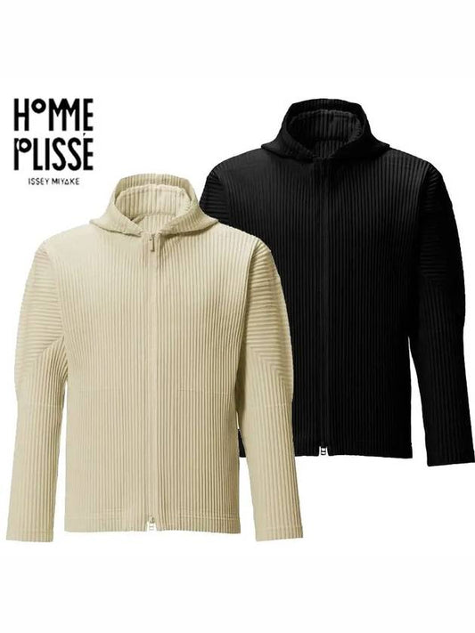 Pleated Zip Up Hoodie Black - ISSEY MIYAKE - BALAAN 2