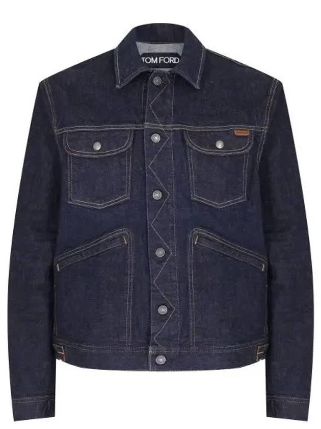 Pocket Denim Jacket Dark Blue - TOM FORD - BALAAN 2