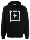 Men's Wappen Patch Box Logo Hoodie Black - STONE ISLAND - BALAAN 2