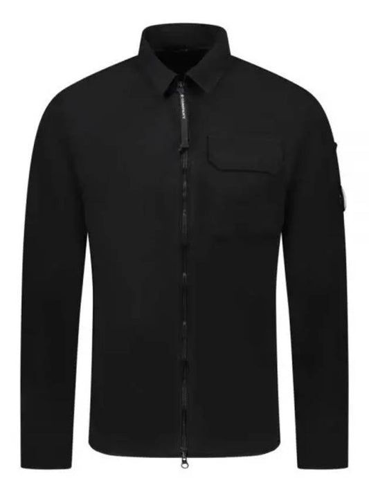 Gabardine Zipped Long Sleeve Shirt Black - CP COMPANY - BALAAN 2