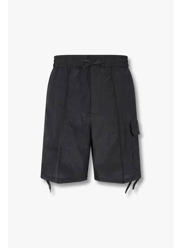 Men s side ribbon seersucker shorts black - EMPORIO ARMANI - BALAAN 1