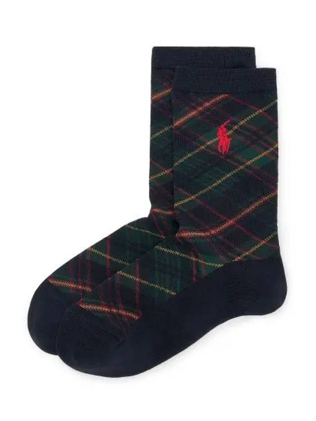 Polo Plaid Crew Socks Navy 410 - POLO RALPH LAUREN - BALAAN 1