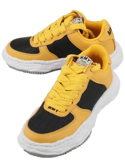 Wayne OG Sole Leather Low Top Sneakers Black Yellow - MAISON MIHARA YASUHIRO - BALAAN 2