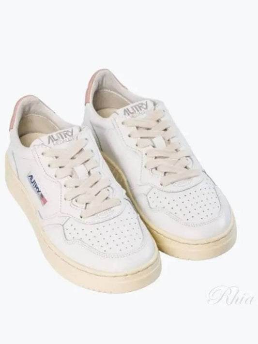 Medalist Pink Tab Leather Low Top Sneakers White - AUTRY - BALAAN 2