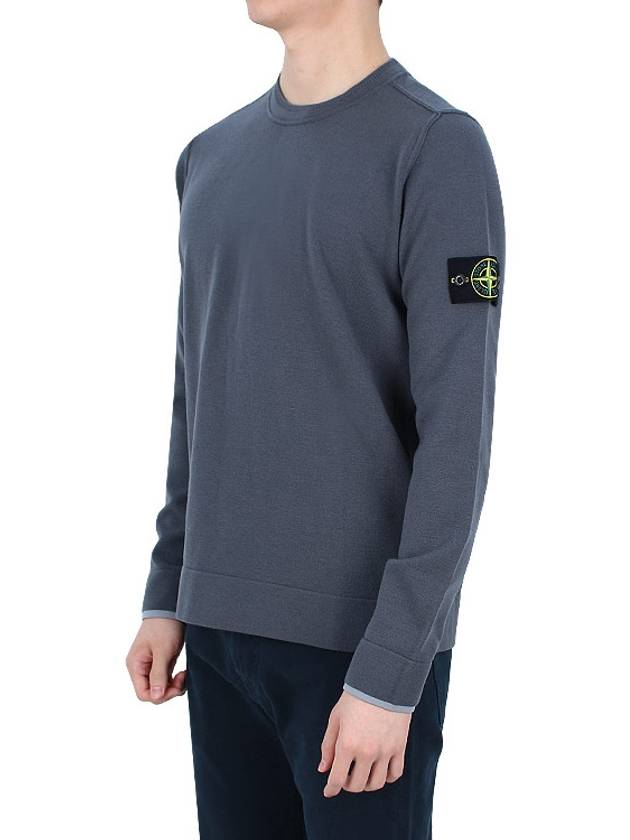 Logo Patch Crew Neck Knit Top Grey - STONE ISLAND - BALAAN 4