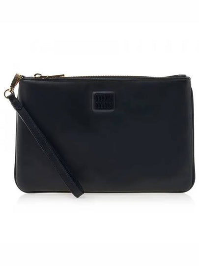 Logo Strap Leather Clutch Bag Black - MIU MIU - BALAAN 2