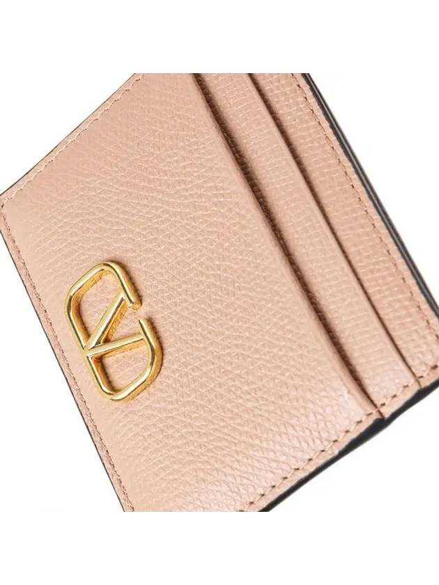 V Logo Signature Card Wallet Rose Cannelle - VALENTINO - BALAAN 6