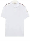 Men's Logo Patch Shoulder Three Stripes Polo Shirt White - MONCLER - BALAAN 1