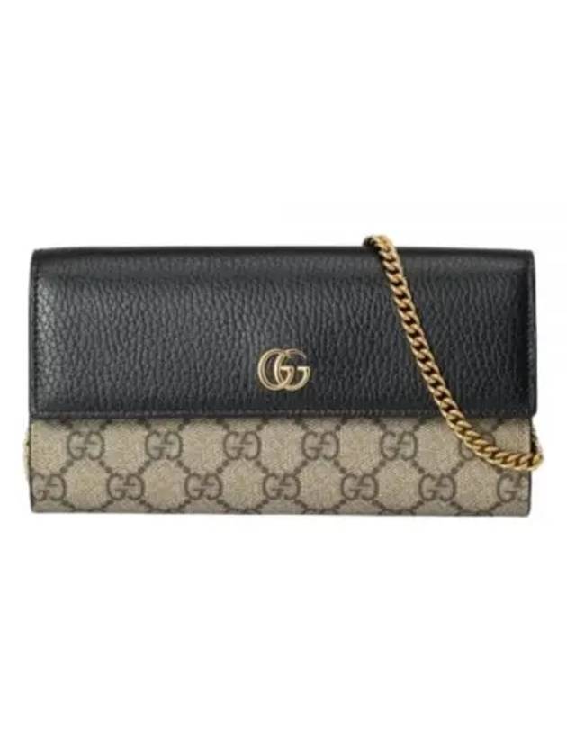 GG Marmont Chain Cross Bag Black Leather GG Supreme - GUCCI - BALAAN 2