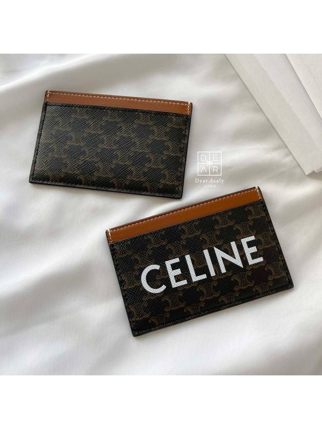 Triomphe Canvas Logo Card Wallet Tan - CELINE - BALAAN 3