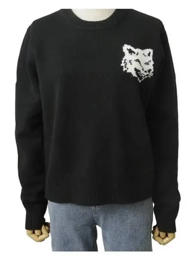 Fox Head Wool Sweatshirt Black - MAISON KITSUNE - BALAAN 2