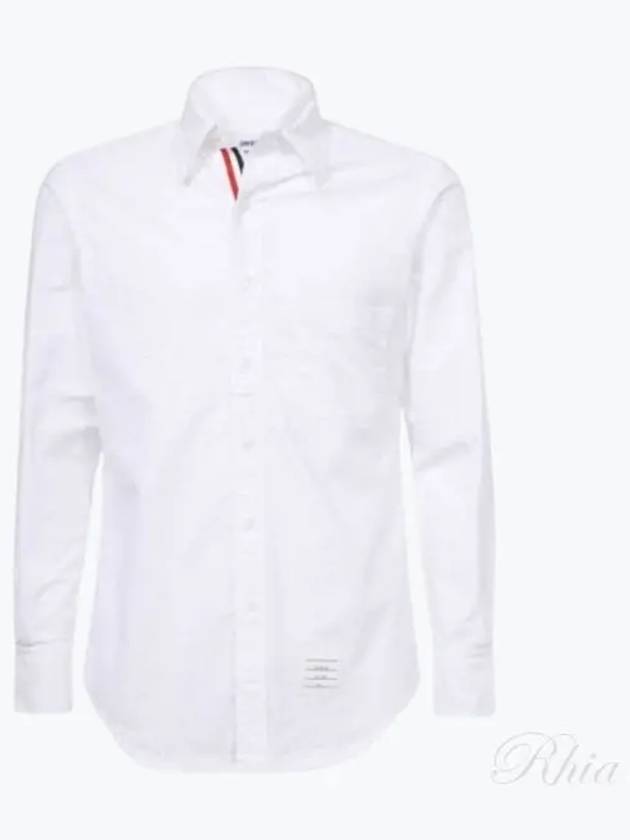 Men's Logo Patch Classic Cotton Long-Sleeve Shirt White - THOM BROWNE - BALAAN 2