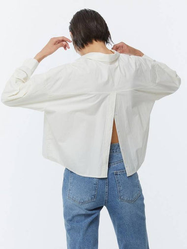 Back Slit Cropped Long Sleeve Shirt Ivory - KIMDOH - BALAAN 1