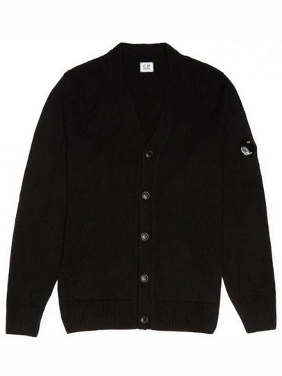 Men's Lens Wappen Lambswool Cardigan Black - CP COMPANY - BALAAN 2