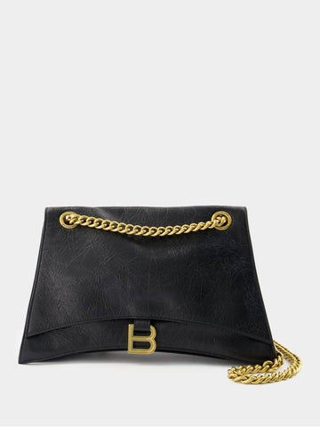 Crush Chain M Shoulder Bag - Balenciaga - Leather - Black - BALENCIAGA - BALAAN 1