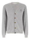 Bold Fox Head Cotton Cardigan Grey - MAISON KITSUNE - BALAAN 1